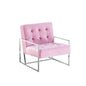Beethoven 31.5" Velvet Accent Chair in Pink/Silver Plated