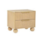Daplen Scandinavian Modern 2-Drawer Nightstand with Rounded Legs, Light Oak