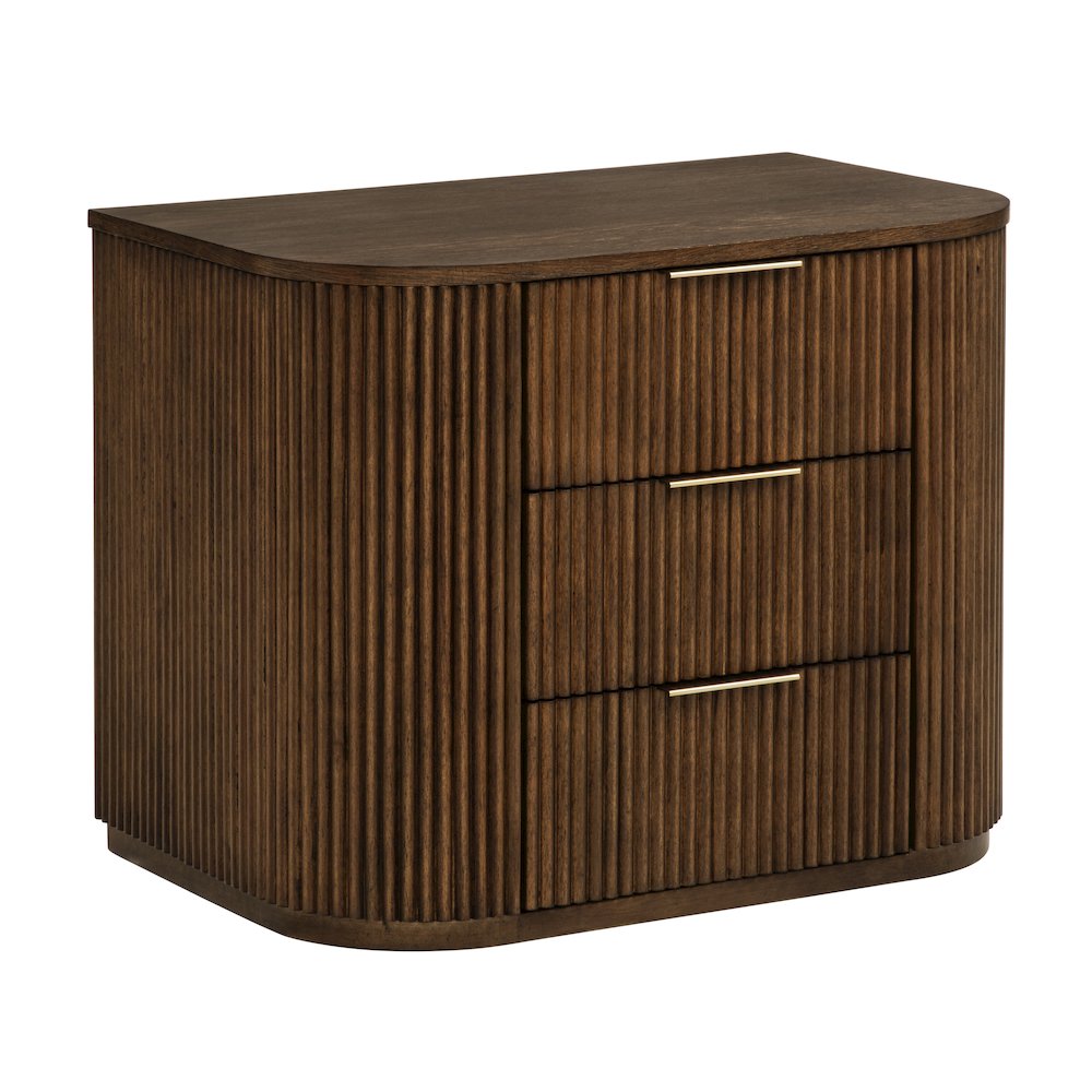 30" Wide Modern Fluted 3-Drawer Nightstand Mid Century