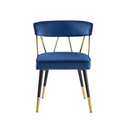 Aireys Navy Velvet Armless Chair with Gold Accents (Set of 2)