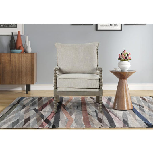 Jewell Fabric Accent Chair Beige, Antique Grey Frame