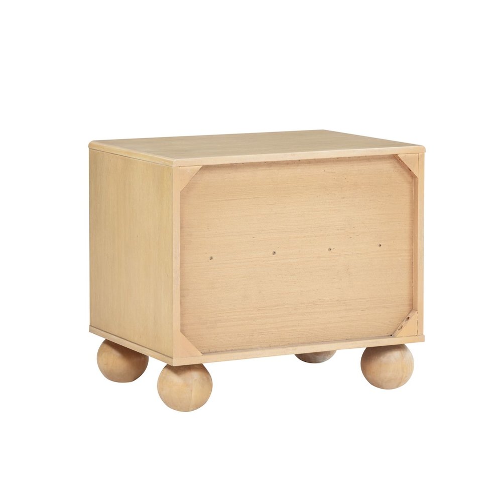 Daplen Scandinavian Modern 2-Drawer Nightstand with Rounded Legs, Light Oak