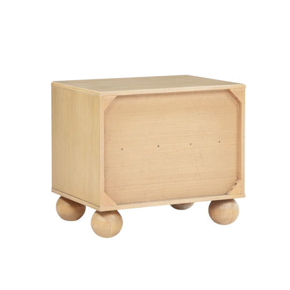 Daplen Scandinavian Modern 2-Drawer Nightstand with Rounded Legs, Light Oak