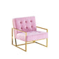Beethoven 31.5" Velvet Accent Chair in Pink/Gold Plated