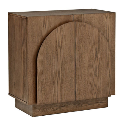 Questa Scandinavian Mid-Century 2-Door Cabinet with Arch Handles, Brown