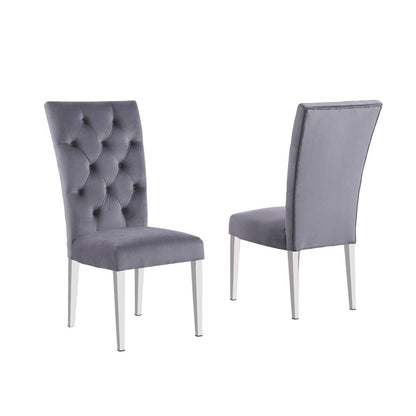 Layla Modern Velvet Upholstered Side Chairs in Gray (Set of 2)