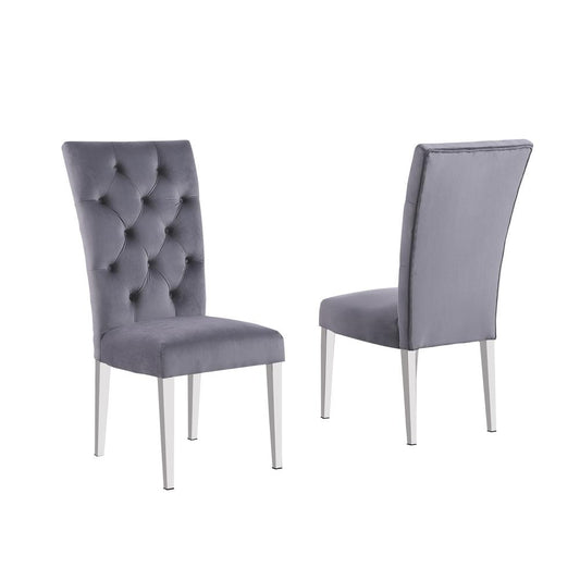 Layla Modern Velvet Upholstered Side Chairs in Gray (Set of 2)