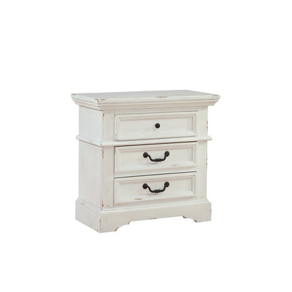 Stonebrook 3-Drawer Nightstand - Distressed Antique White