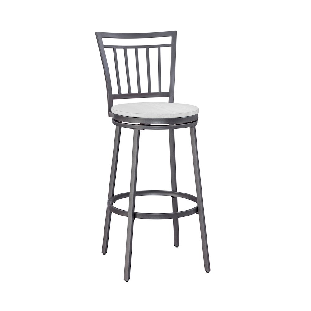 Stockton 30" Metal Swivel Stool - Slate Grey - White Oak Seat