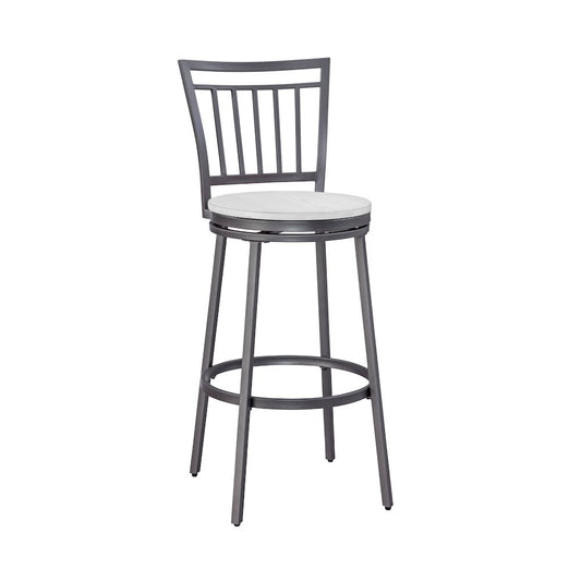 Stockton 30" Metal Swivel Stool - Slate Grey - White Oak Seat