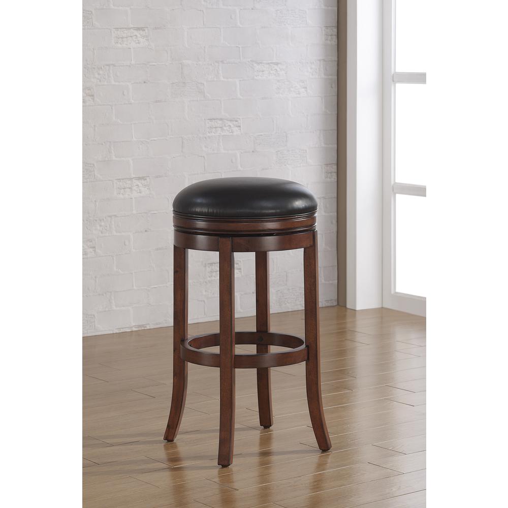 Stella 34" Backless Swivel Stool - Medium Walnut