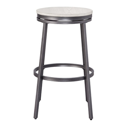 Stockton 30" Backless Metal Swivel Stool - Slate Grey - White Oak Seat