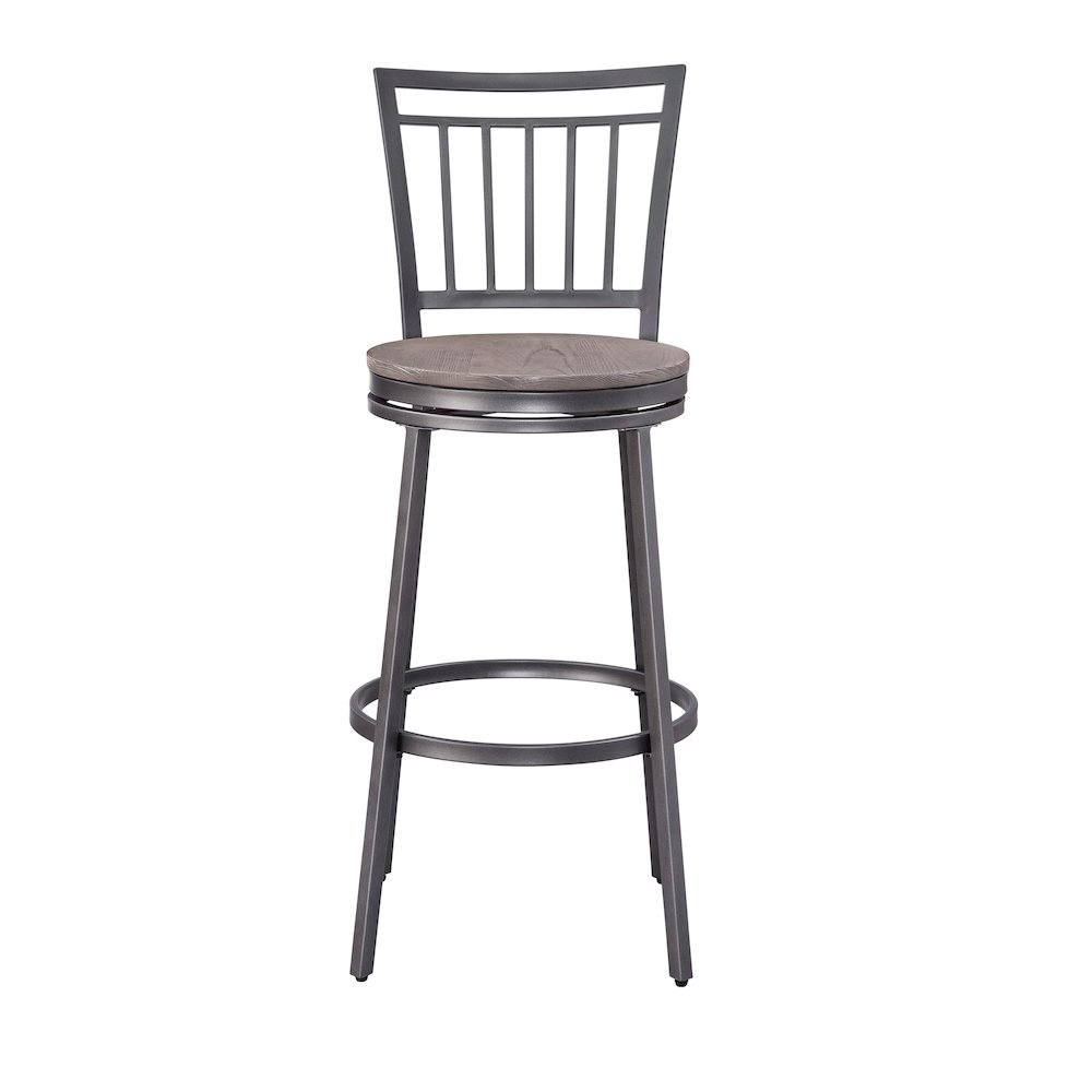 Stockton 30" Metal Swivel Stool - Slate Grey - Grey Oak Seat
