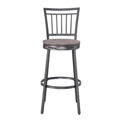 Stockton 30" Metal Swivel Stool - Slate Grey - Grey Oak Seat