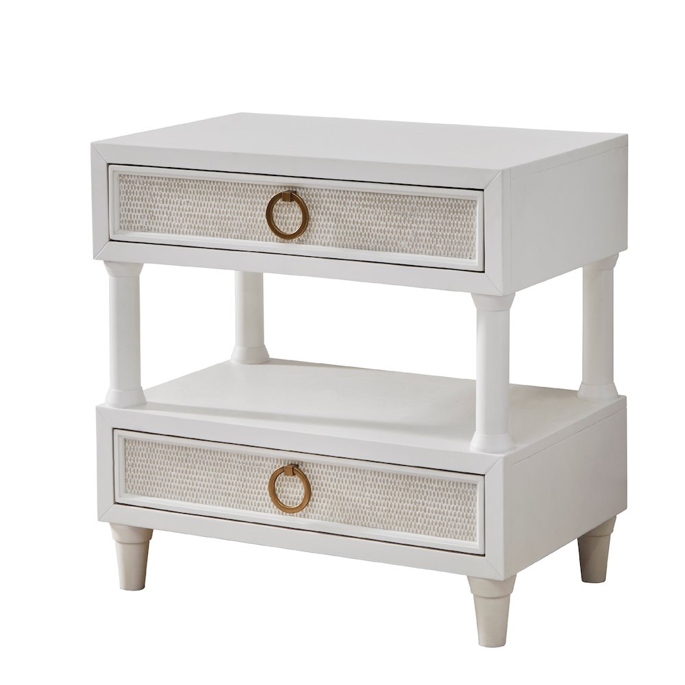 Switchgrass 2-Drawer with Open Shelf Nightstand - White