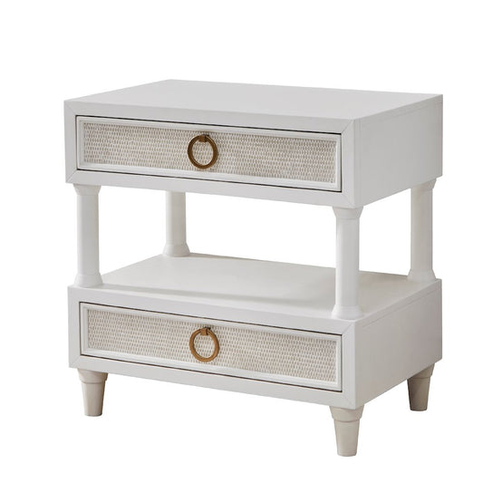 Switchgrass 2-Drawer with Open Shelf Nightstand - White