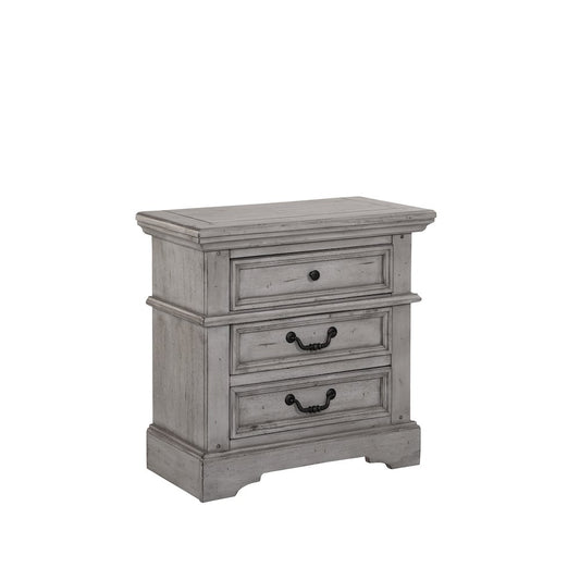 Stonebrook 3-Drawer Nightstand - Light Distressed Antique Gray