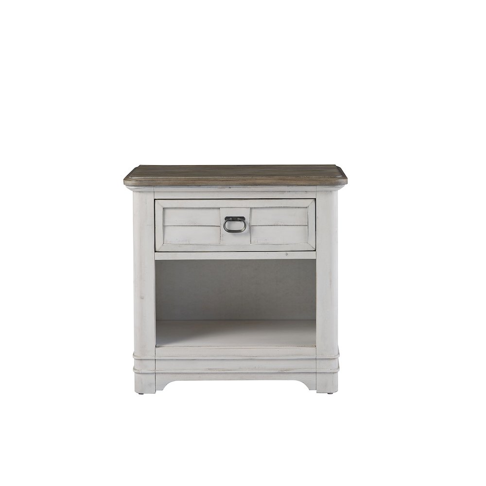 Meadowbrook 1-Drawer Nightstand - Whitewash - Sand Top
