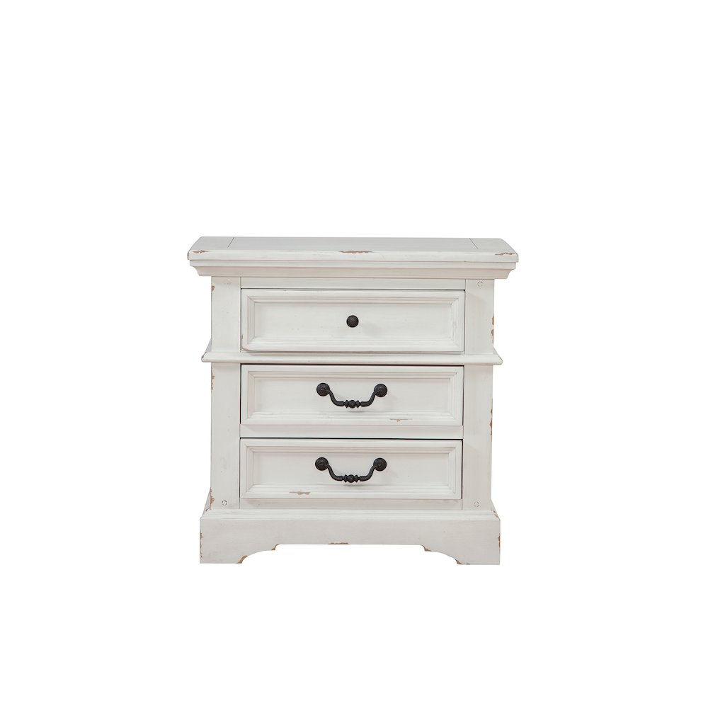 Stonebrook 3-Drawer Nightstand - Distressed Antique White