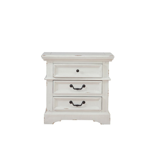 Stonebrook 3-Drawer Nightstand - Distressed Antique White