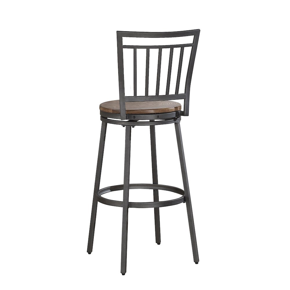 Stockton 25" Metal Swivel Stool - Slate Grey - Golden Oak Seat