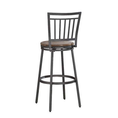 Stockton 25" Metal Swivel Stool - Slate Grey - Golden Oak Seat