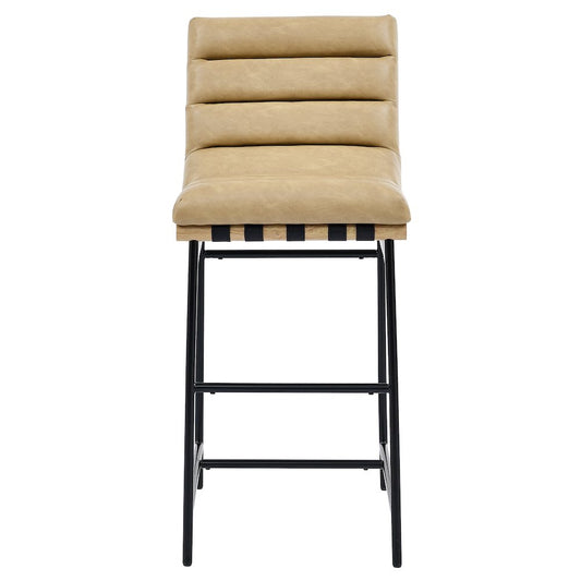 Nicco Sand Vegan Leather 30" Bar Stool with Black Iron Base