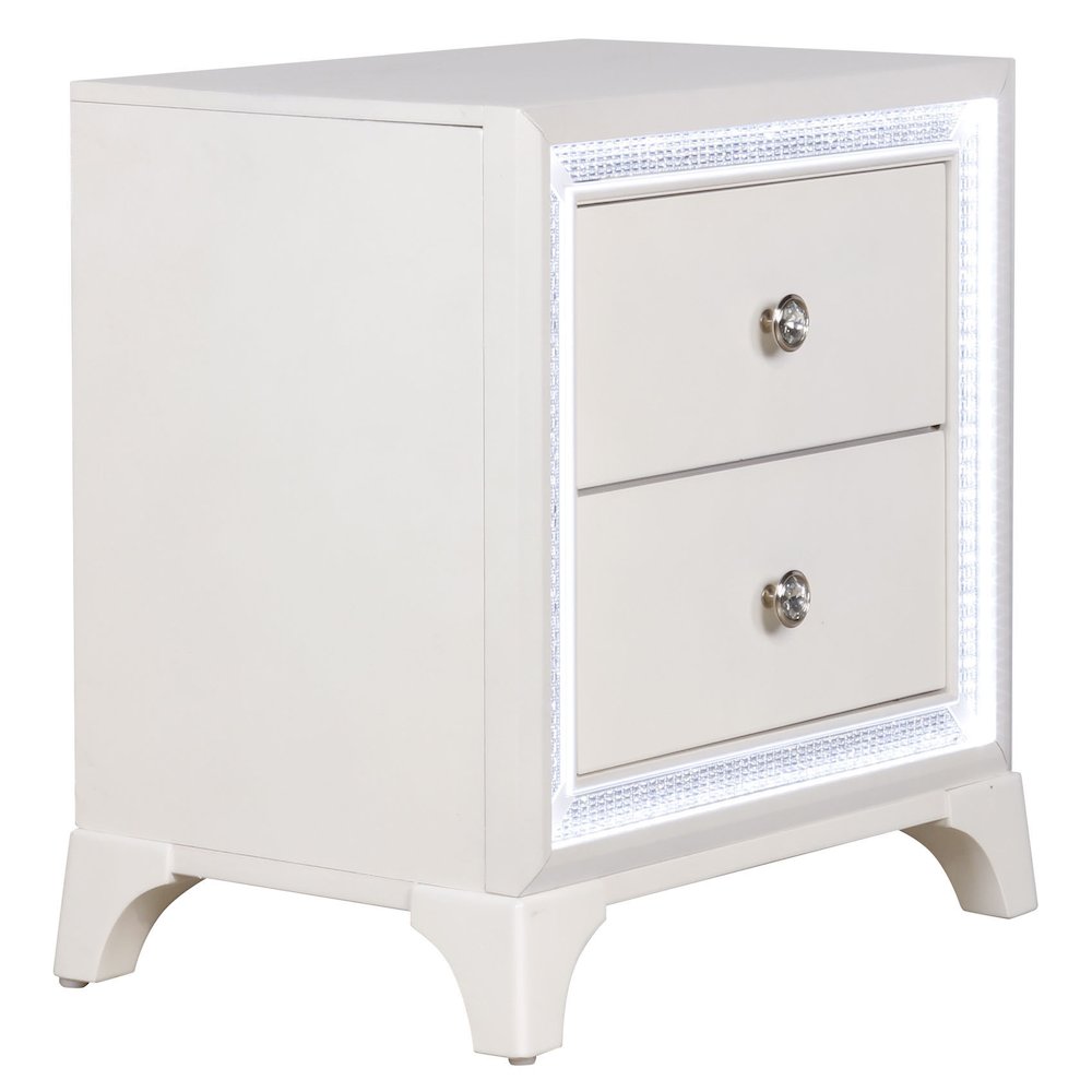 Cassie Illuminating Glam Nightstand, Pearl Finish