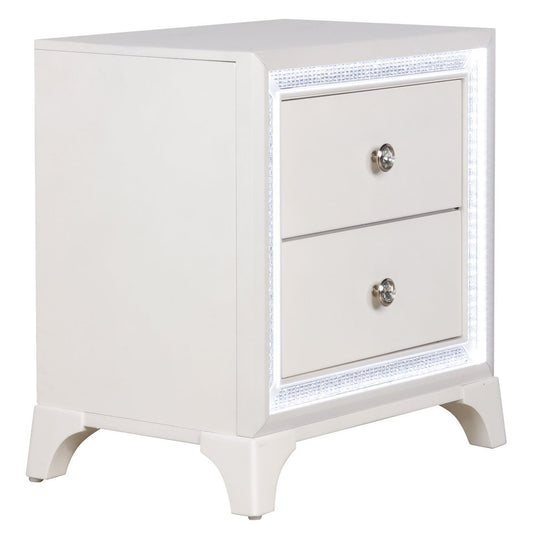 Cassie Illuminating Glam Nightstand, Pearl Finish