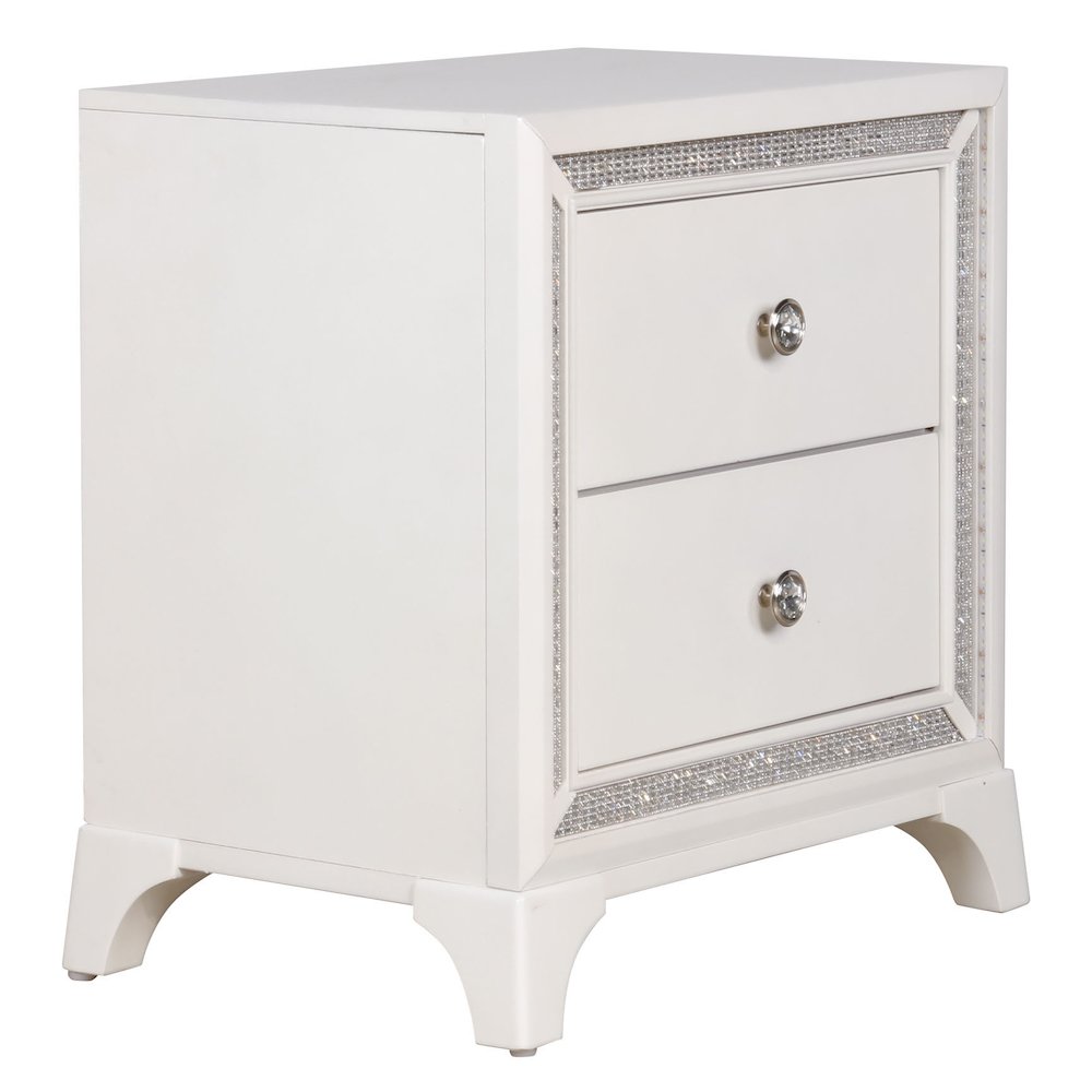 Cassie Illuminating Glam Nightstand, Pearl Finish