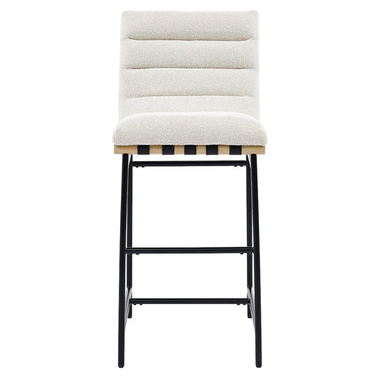 Nicco Eggshell Polyester 30" Bar Stool with Black Iron Base