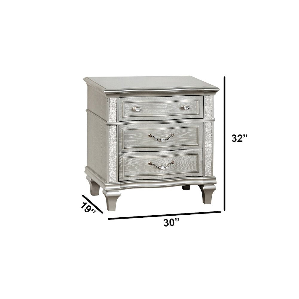Classic Silver Nightstand In Silver Color