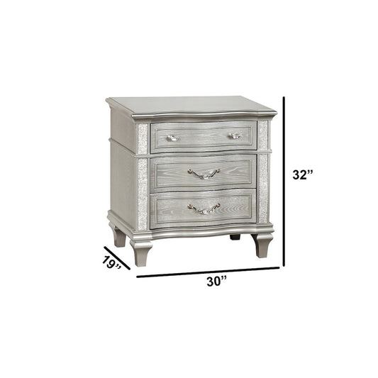 Classic Silver Nightstand In Silver Color