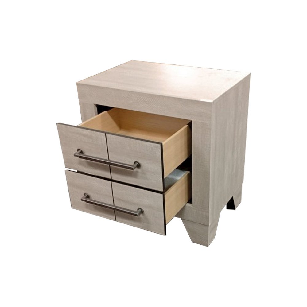 Rustic Gray Oak 2-Drawers Nightstand