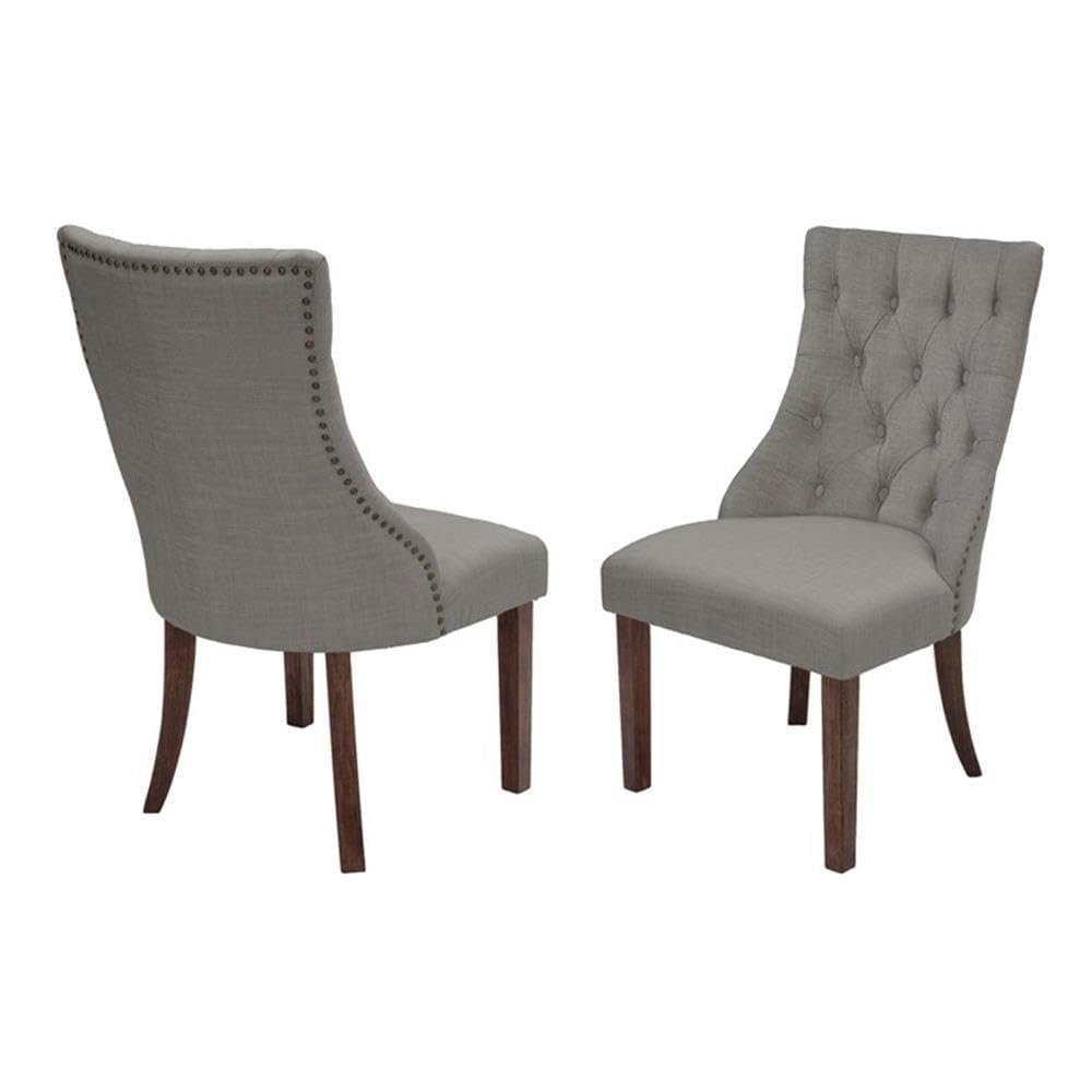 Single Dining Chair in Dark Gray Linen
