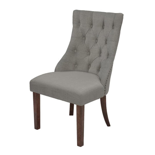 Single Dining Chair in Dark Gray Linen