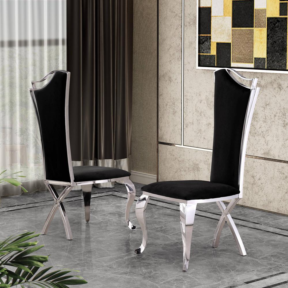 Classic Velvet Side Chair, Black (Set of 2)