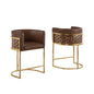 Mocha with Honeycomb Gold Base Barstool, Set of 1