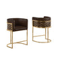 Espresso with Honeycomb Gold Base Barstool, Set of 1