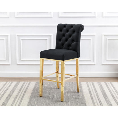 29" Cream velvet barstool with gold color base (SET OF 2)