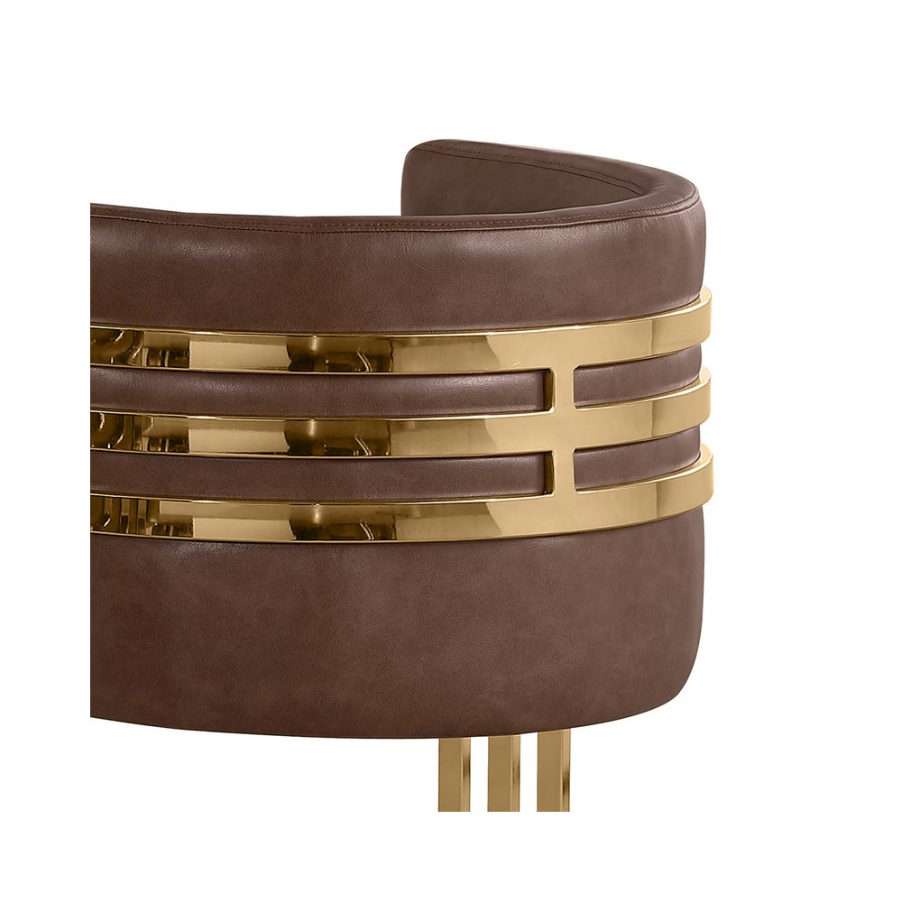 Mocha with Gold Base Barstool, Set of 2
