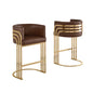 Mocha with Gold Base Barstool, Set of 2
