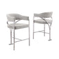 Single Boucle Fabric Barstool Rich Gray with Matte Gold Chrome Base