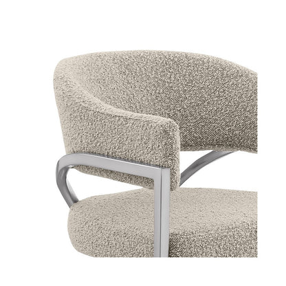 Single Boucle Fabric Barstool Gray with Matte Gold Chrome Base