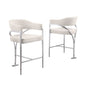 Single Boucle Fabric Barstool Cream with Matte Gold Chrome Base
