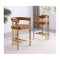 Single Leather-Aire Barstool Toffee with Gold Chrome Base