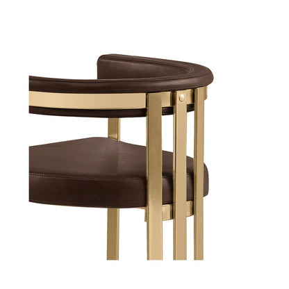 Single Leather-Aire Barstool Espresso with Gold Chrome Base