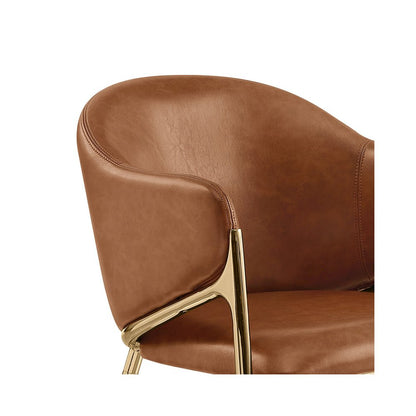 Single Leather-Aire Barstool Toffee with Gold Chrome Base