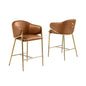 Single Leather-Aire Barstool Toffee with Gold Chrome Base