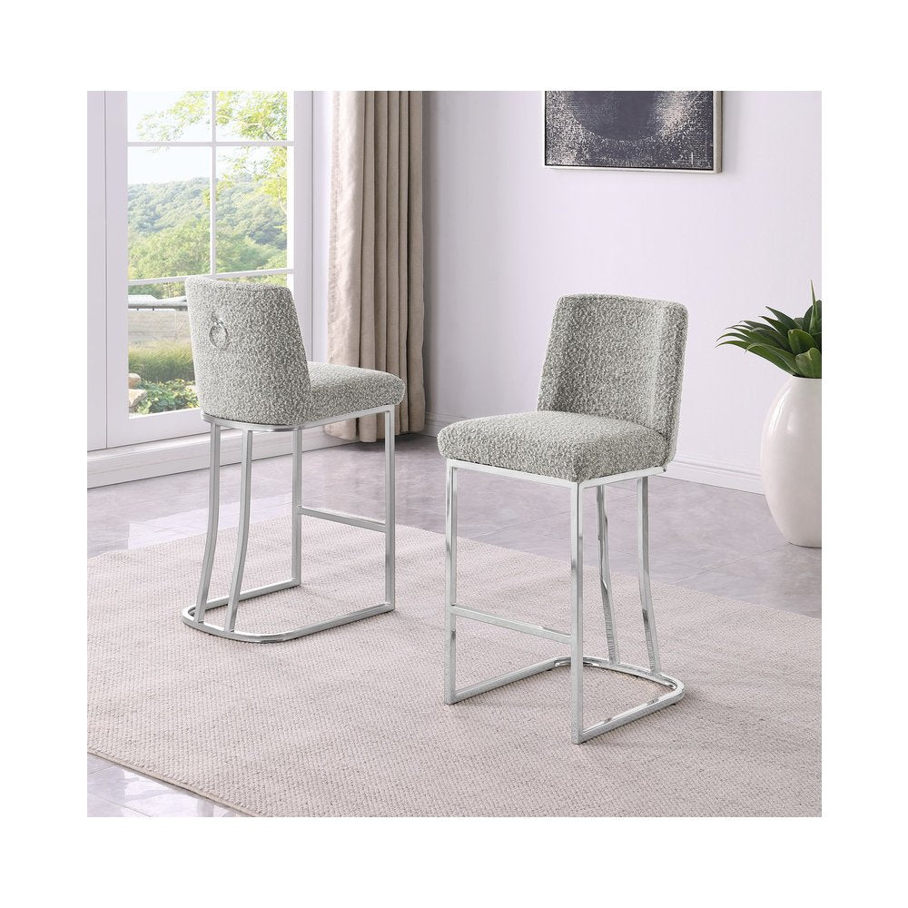 Rich Gray With Silver Base Barstools, Set Of 1